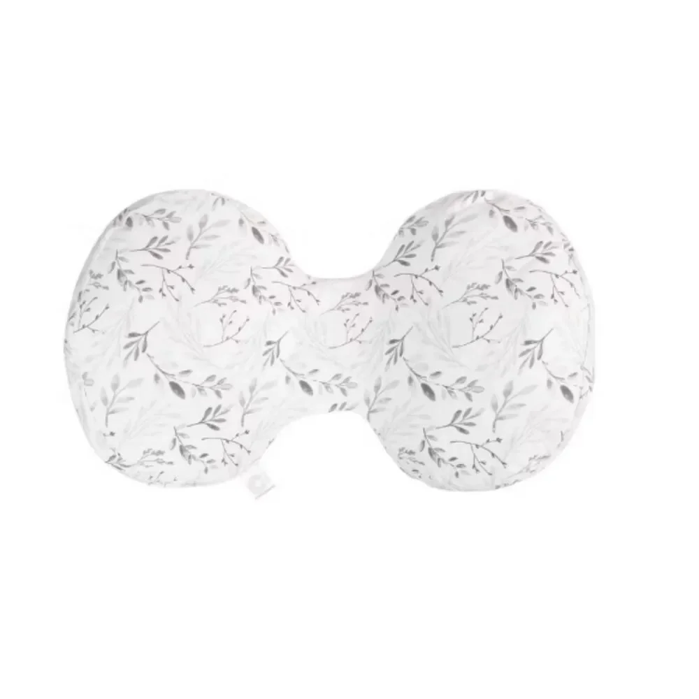 Boppy Nursing Pillow Cover in White with Gray Leaf Print